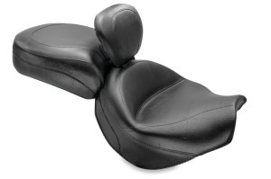 Kawasaki Vulcan Motorcycle Seat - Mustang Motorcycle - Two-Piece with Driver Backrest - Black - `04-`10